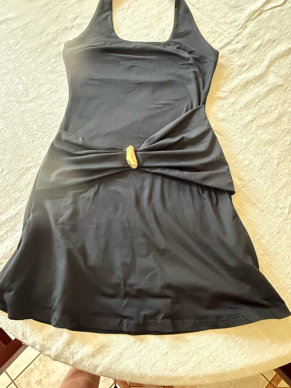 Black Sleeveless Knot-Accent Women's Dress